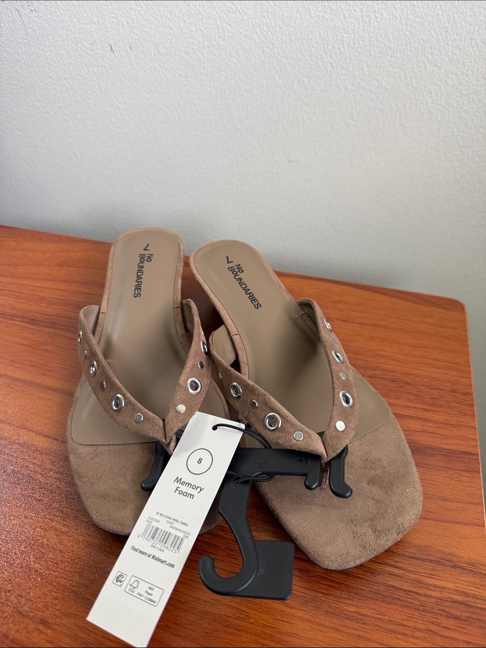 No Boundaries Taupe Studded Thong Mules